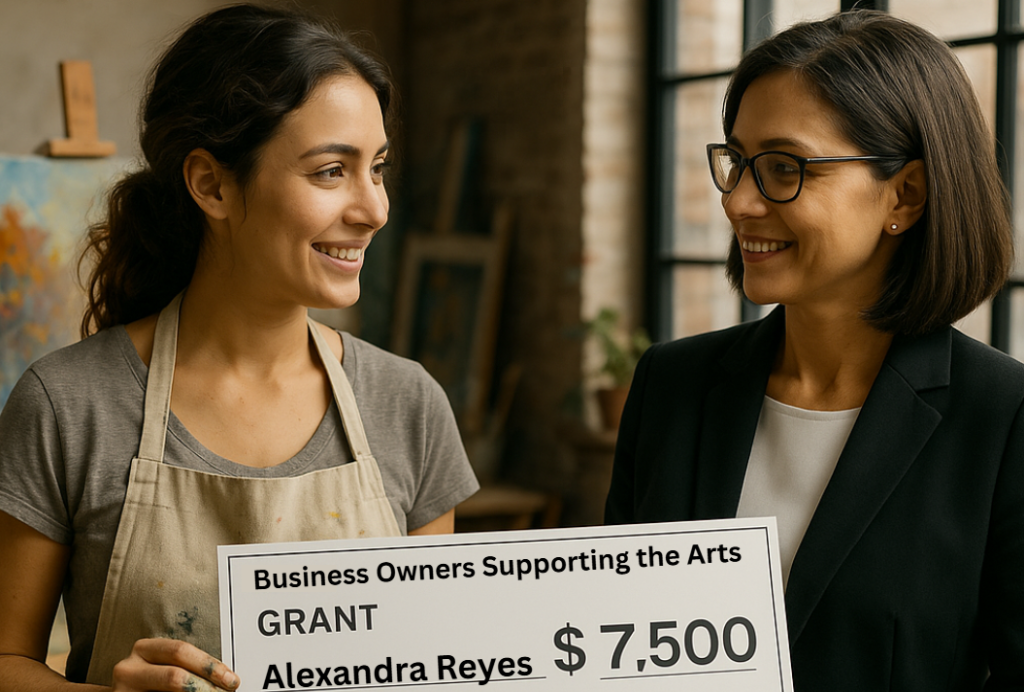 Artist Receiving a Grant Check.